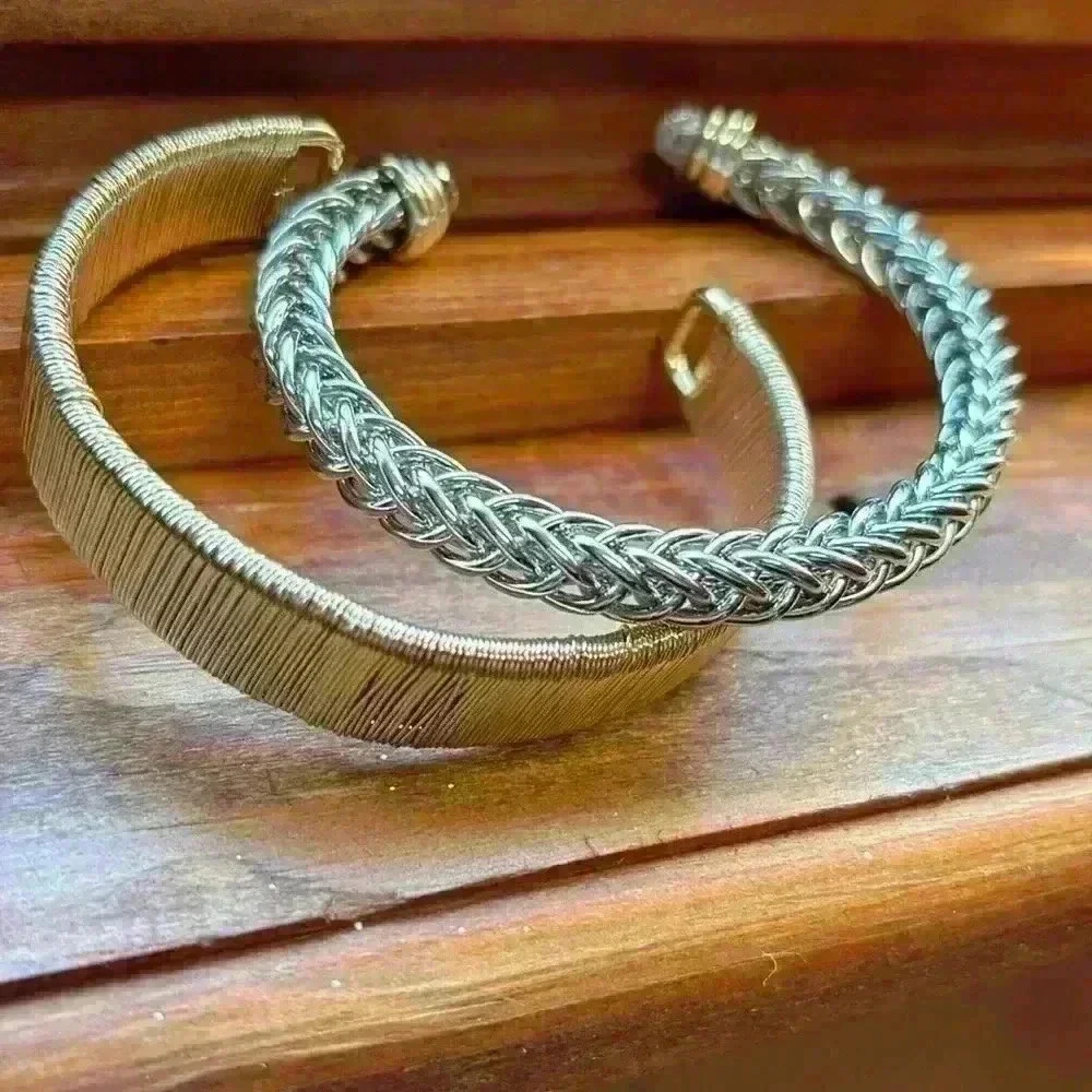 Costume Jewelry 2 Bracelets 1 Silver Tone And 1 Gold Tone